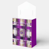 Paarse ruitmonogram Spiraal Notebook Bedankdoosjes (Geopend)
