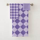 Paarse ruitpatroon van Checker Bad Handdoek (Insitu)