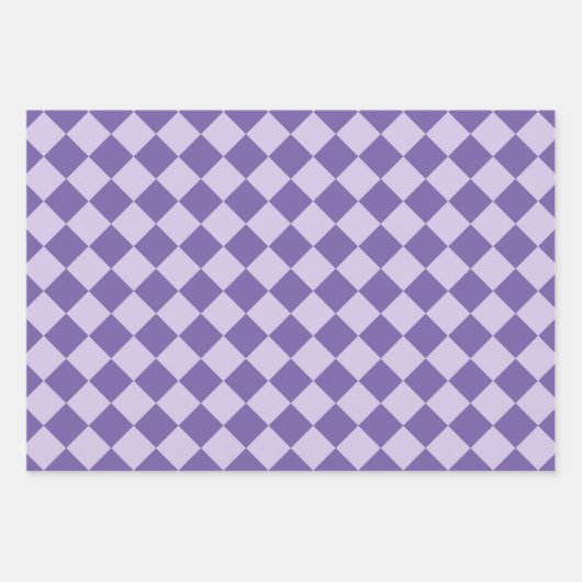 Paarse ruitpatroon van Checker Inpakpapier Vel (Voorkant)