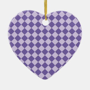 Paarse ruitpatroon van Checker Keramisch Ornament