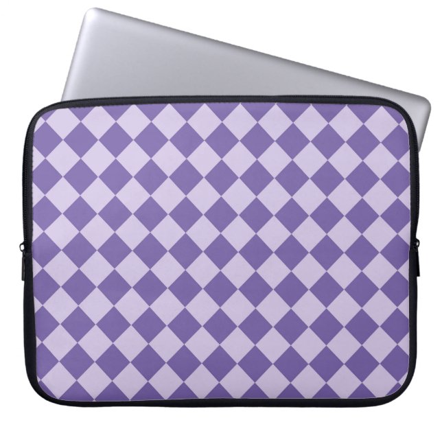 Paarse ruitpatroon van Checker Laptop Sleeve (Voorkant)
