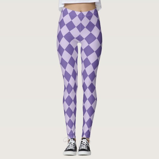 Paarse ruitpatroon van Checker Leggings (Voorkant)