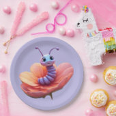 Paarse rups papieren bordje (Feest)