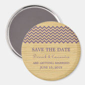 Paarse Rustic Chevron Save the Date Magnet (Voorkant / Achterkant)