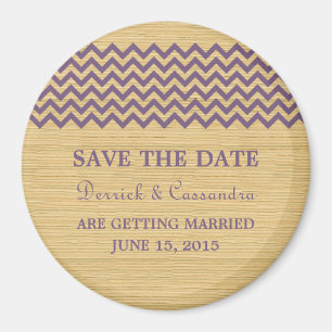Paarse Rustic Chevron Save the Date Magnet
