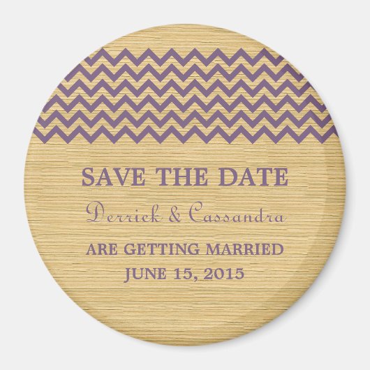Paarse Rustic Chevron Save the Date Magnet (Voorkant)