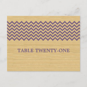 Paarse Rustic Chevron Table Number Briefkaart