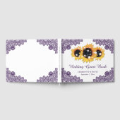 Paarse Rustic Chic Lace Sunflower Wedding Gastenboek (Volledig)