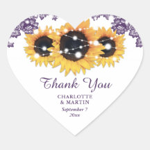 Paarse Rustic Chic Lace Sunflower Wedding