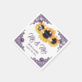 Paarse Rustic Chic Lace Sunflower Wedding Servet (Hoek)