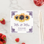 Paarse Rustic Chic Lace Sunflower Wedding Servet (Insitu)