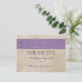 Paarse Rustic Damask sparen het Briefkaart van de (Staand voorkant)