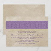 Paarse Rustic Damask Wedding Invite Kaart (Voorkant / Achterkant)