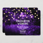 Paarse Rustic Enchanted Forest Lights Wedding Kaart (Voorkant / Achterkant)