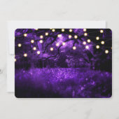 Paarse Rustic Enchanted Forest Lights Wedding Kaart (Achterkant)