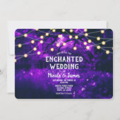 Paarse Rustic Enchanted Forest Lights Wedding Kaart (Voorkant)