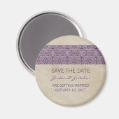 Paarse Rustic Lace Save the Date Magnet (Voorkant / Achterkant)