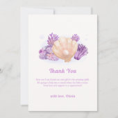 Paarse Rustic Pearl Seashell Baby shower Bedankkaart (Voorkant)