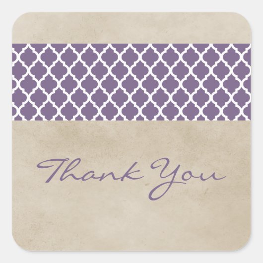 Paarse Rustic Quatrefoil Hartelijk dank, Stickers (Voorkant)