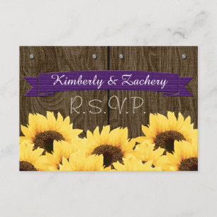 PAARSE RUSTIC SUNFLOWER RSVP-KAART RSVP KAARTJE