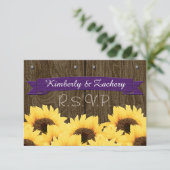 PAARSE RUSTIC SUNFLOWER RSVP-KAART RSVP KAARTJE (Staand voorkant)