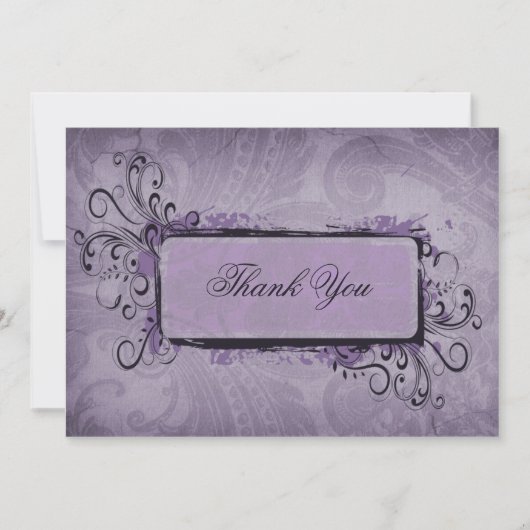 Paarse Rustic Vintage Wedding Bedankkaart (Voorkant)