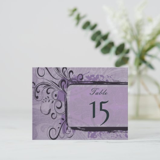 Paarse Rustic Vintage Wedding Briefkaart (Staand voorkant)