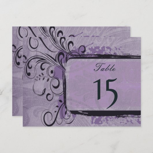 Paarse Rustic Vintage Wedding Briefkaart (Voorkant / Achterkant)