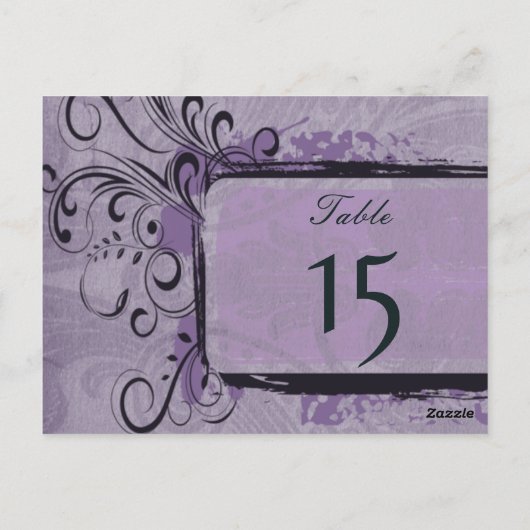 Paarse Rustic Vintage Wedding Briefkaart (Achterkant)