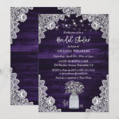 Paarse Rustic Wood Baby's Vrijgezellenfeest Kaart (Voorkant / Achterkant)