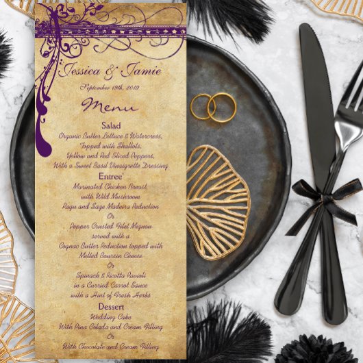 Paarse Rustieke Achtertuin of Middeleeuwse Renaiss Menu