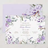 Paarse rustieke bloemen baby shower kaart (Voorkant / Achterkant)