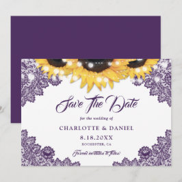 Paarse Rustieke Bloemrijke Kanten Zonnebloem Bruil Save The Date