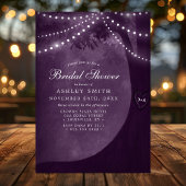 Paarse rustieke boom Initialen Lights Vrijgezellen Kaart