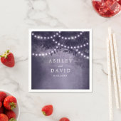 Paarse rustieke boom string verlichting bruiloft servet (Insitu)