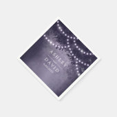 Paarse rustieke boom string verlichting bruiloft servet (Hoek)