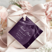 Paarse rustieke boomlichten gesneden Initialen bru Bedankjes Labels