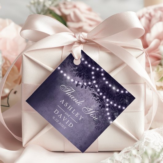 Paarse rustieke boomluifel lichten Woodland bruilo Bedankjes Labels