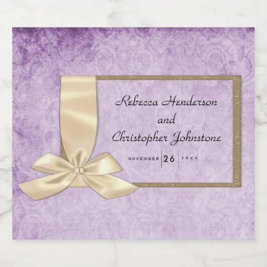  Paarse rustieke bruiloft Sparkling Wijnetiket (Enkel label)