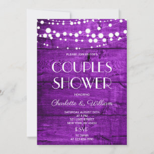 Paarse Rustieke Couples Bruidsfeest Kaart