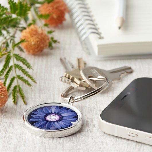 Paarse rustieke Daisy Sleutelhanger (Zijkant)