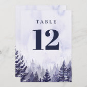 Paarse rustieke dennenboom bos tafel nummer kaart (Voorkant / Achterkant)