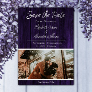 Paarse Rustieke Foto Save The Date