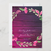 Paarse Rustieke Houten Roze Bloemige Landelijke Br Aankondiging (Achterkant)