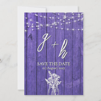Paarse Rustieke Houten Slingerlichtjes Boho Metsel Save The Date