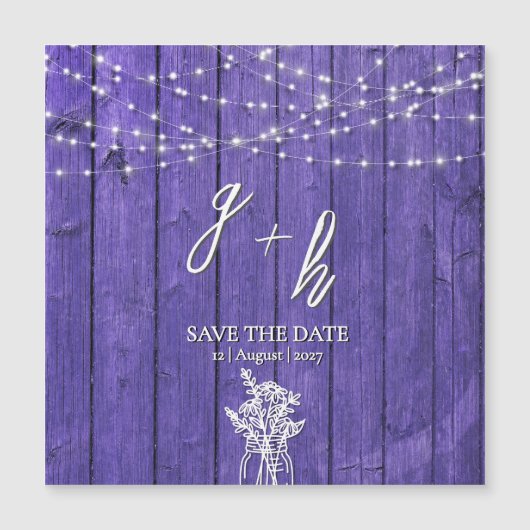 Paarse rustieke houten strijkverlichting Boho Maso (Voorkant)