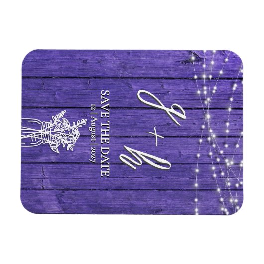 Paarse rustieke houten strijkverlichting Boho Maso Magneet (Horizontaal)