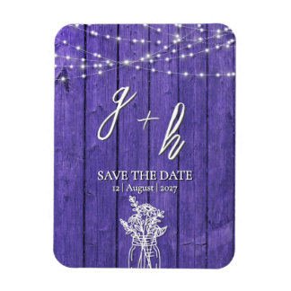 Paarse rustieke houten strijkverlichting Boho Maso Magneet