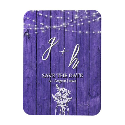 Paarse rustieke houten strijkverlichting Boho Maso Magneet (Verticaal)