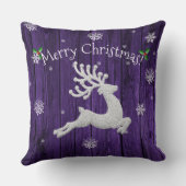 Paarse Rustieke Kerst Rendier Worp Kussen (Achterkant)